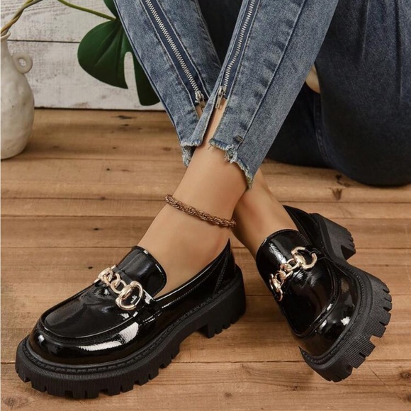 Women's Black Plus Size French Thick-soled Loafers New Summer - Picture 3 of 4